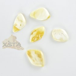 White amber cabochons for rings 5 pcs